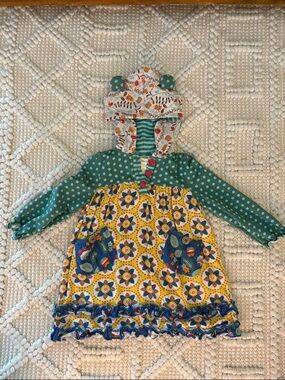 Matilda Jane Teal, Yellow & Blue Mixed-Print Hooded Dress